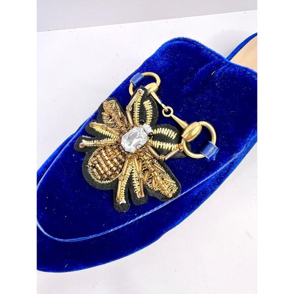 Kaitlyn Pan Size 9.5  Royal Blue Velvet Mule w/ Bee Patches, Jewel, Horse Bit - Picture 3 of 12